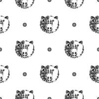 Black-white seamless pattern with bear face. Good for backgrounds, prints, apparel and textiles. vector