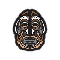 Tiki mask in Polynesian style. Good for t-shirt prints, cups, phone cases and tattoos. Isolated. Vector illustration.