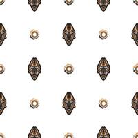 Seamless pattern with mask in the style of Maori or Samoa. Good for backgrounds and textiles. Vector