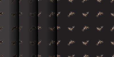 Set of Seamless Dark Pattern with Whales in Simple Style. Good for clothing and textiles. Vector