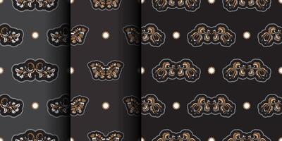 Set of Seamless presentable pattern with flowers and monograms in Simple style. Good for clothing and textiles. illustration. vector