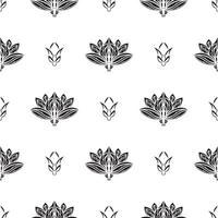 Seamless pattern with lotuses in simple style. Good for mural wallpaper, fabric, postcards and printing. Vector illustration.