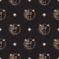 Seamless pattern with BEAR FACE in Simple style. Good for backgrounds and prints. Vector