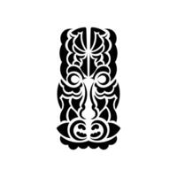 Tiki face, mask or totem. Samoan style patterns. Good for tattoos, t-shirts, and prints. Isolated. Vector