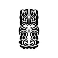 Tiki face, mask or totem. Samoan style patterns. Good for tattoos, t-shirts, and prints. Isolated. Vector