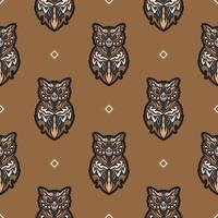 Seamless pattern with owls in boho style. Suitable for clothing and textiles. Vector