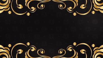 borde de adorno floral vintage. ilustración vectorial de marco floral dorado con fondo negro, plantilla de diseño para boda de página, banner, tarjetas de decoración. vector