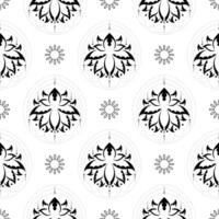 Lotus seamless pattern. Black and white. Good for menus, postcards, books, murals and fabrics. Vector