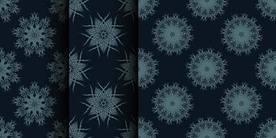 SET Seamless pattern of winter snowflakes. Good for backgrounds and prints. Vector