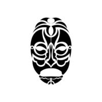 Tiki face, mask or totem. Samoan style patterns. Good for tattoos, t-shirts, and prints. Isolated. Vector illustration.