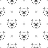 Black-white seamless pattern with bear face. Good for garments, textiles, backgrounds and prints. illustration. vector