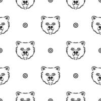 Black-white seamless pattern with bear face. Good for garments, textiles, backgrounds and prints. Vector illustration.