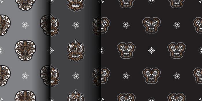 Set of seamless patterns with tribal designs vector