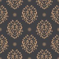 Seamless pattern with a tiger head in a simple style. Good covers, fabrics, postcards and printing. Vector illustration.
