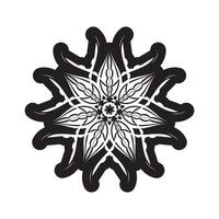 Round mandala. Black and white oriental pattern. Ethnic motif. Coloring. Tattoo template, henna ornament. Psychedelic . vector