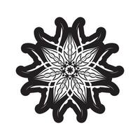 Round mandala. Black and white oriental pattern. Ethnic motif. Coloring. Tattoo template, henna ornament. Psychedelic vector. vector