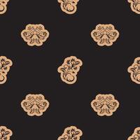Seamless luxury pattern with flowers and monograms in Simple style. Good for menus, postcards, books, murals and fabrics. vector
