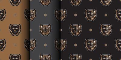 Set Seamless background with BEAR FACE. Suitable for backgrounds, prints, clothing and textiles. illustration. vector