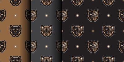 Set Seamless background with BEAR FACE. Suitable for backgrounds, prints, clothing and textiles. Vector illustration.