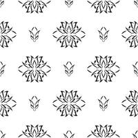 Black-white Seamless pattern with lotuses in Simple style. Good for clothing, textiles, backgrounds and prints. Vector