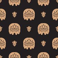 Dark solid color Seamless pattern with lotuses in Simple style. Good for menus, postcards, wallpaper and fabric. Vector illustration.