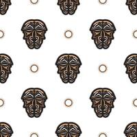 Seamless pattern with tiki mask in Samoan style. Vector