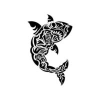 tatuaje de tiburón al estilo polinesio. aislado. vector