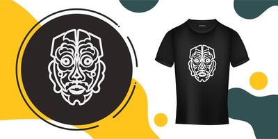 cara de patrones polinesios. máscara tiki al estilo hawaiano. adecuado para estampados, camisetas, estuches de teléfonos y tatuajes. ilustración vectorial vector