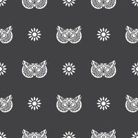 Simple seamless pattern owl face in boho style. Isolated. Good for clothing and textiles. illustration. vector