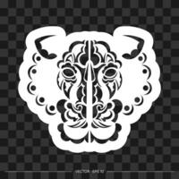 Lion print. Lion face in Maori style. Vector