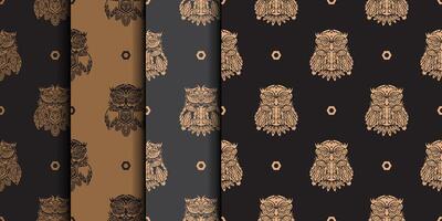 Set of Seamless patterns with owls. Exclusive design. Good for prints and textiles. illustration. vector