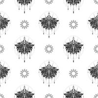 Lotus seamless pattern. Black and white. Good for murals, books, fabrics, postcards and printing. vector