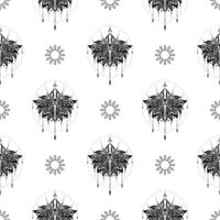 Lotus seamless pattern. Black and white. Good for murals, books, fabrics, postcards and printing. Vector