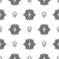 Seamless pattern with lotuses in simple style. Good for clothing, textiles, backgrounds and prints. Vector illustration.