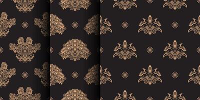 Set of Seamless pattern with Damask element. Good for backgrounds and prints. Vector illustration.