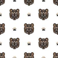 Seamless pattern with tiger face. Good for prints, backgrounds, cards, and textiles. vector