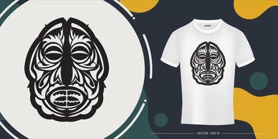 el rostro del guerrero en forma de patrones maoríes. una plantilla preparada para su impresión en una camiseta, taza o estuche móvil. ilustración vectorial