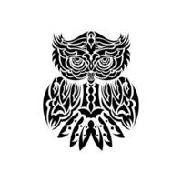 Owl from patterns of polynesia. Good for prints. Isolated on white background. Vector illustration.