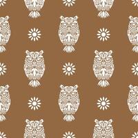 Simple owl seamless pattern in boho style. Good for clothing and textiles. illustration. vector