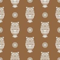 Simple owl seamless pattern in boho style. Good for clothing and textiles. Vector illustration.