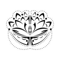 Black-white lotus pattern in Simple style. Isolated. Vector