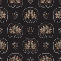 Seamless pattern with lotuses. Expensive and luxurious style. Good for menus, postcards, books, wallpaper and fabric. Vector illustration.