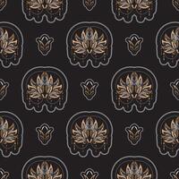 Seamless pattern with lotuses. Expensive and luxurious style. Good for menus, postcards, books, wallpaper and fabric. Vector illustration.