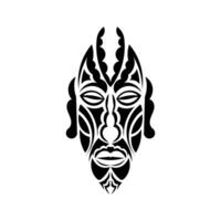 Tiki face, mask or totem. Patterns in the style of Polynesia. Good for tattoos, t-shirts, and prints. Isolated. Vector