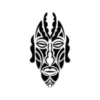 tiki cara, máscara o tótem. patrones en el estilo de polinesia. bueno para tatuajes, camisetas y estampados. aislado. vector