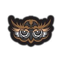 Colored print head of an owl. Hawaii and samoa patterns. Isolated. illustration. vector