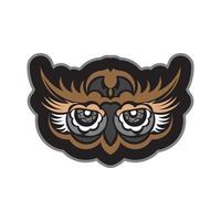 Colored print head of an owl. Hawaii and samoa patterns. Isolated. Vector illustration.