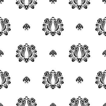 Seamless black and white pattern with monograms in the Baroque style. Good for backgrounds and prints. Vector illustration.