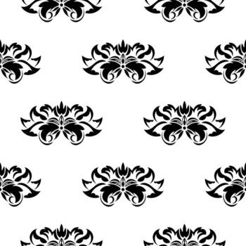 patrón blanco y negro sin costuras con monogramas en estilo barroco. bueno para fondos, estampados, prendas de vestir y textiles. vector