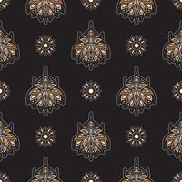 Dark lotus seamless pattern. Good for backgrounds, prints, apparel and textiles. Vector illustration.